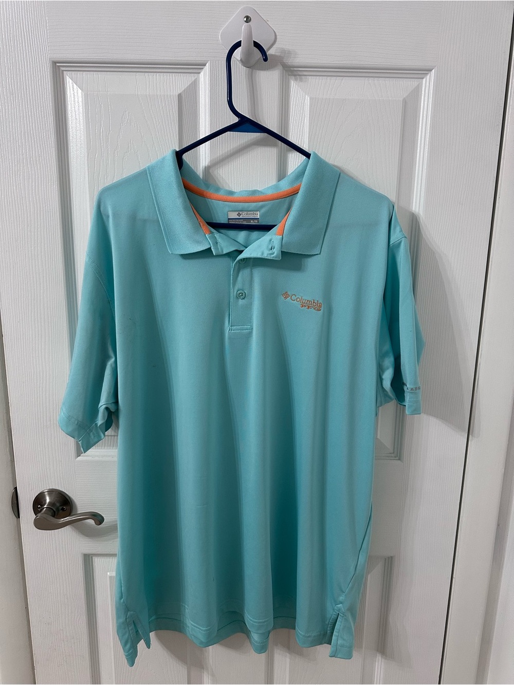 Columbia Aqua Polo with Orange Accent